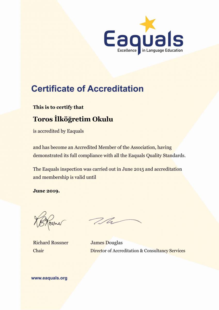 Eaquals Accreditation Certificate